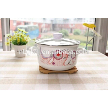 professional enamel soup pot with PP knob/glass lid